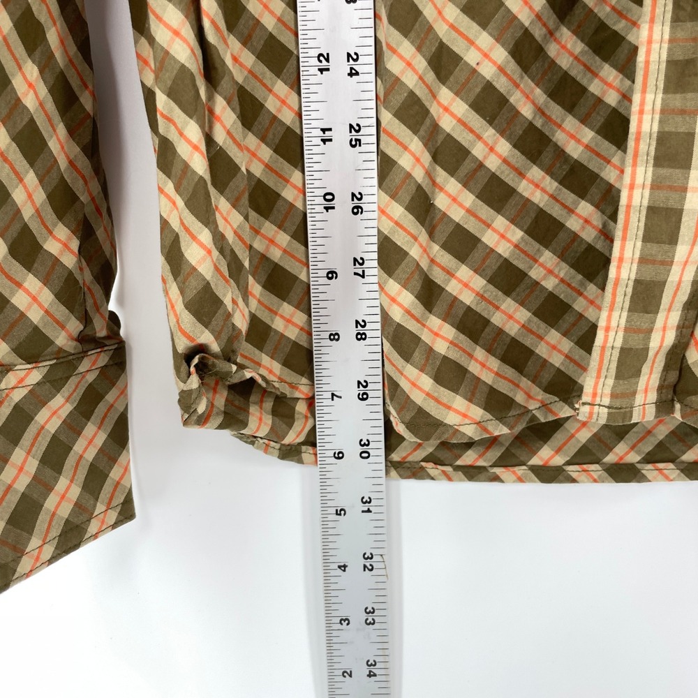 Pelle Pelle Mens XL Plaid Button Down Shirt Brown Orange Embroidered Y2K NWT VTG - Picture 6 of 10
